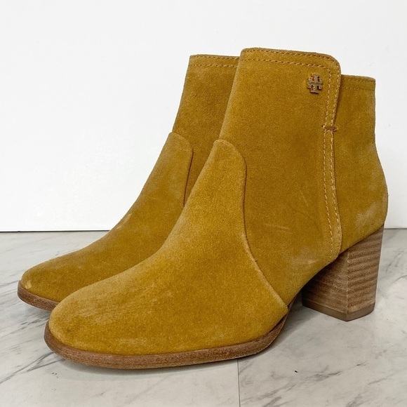 Tory Burch Sabe Suede Caramel Bootie 5 1/2M - Picture 1 of 13